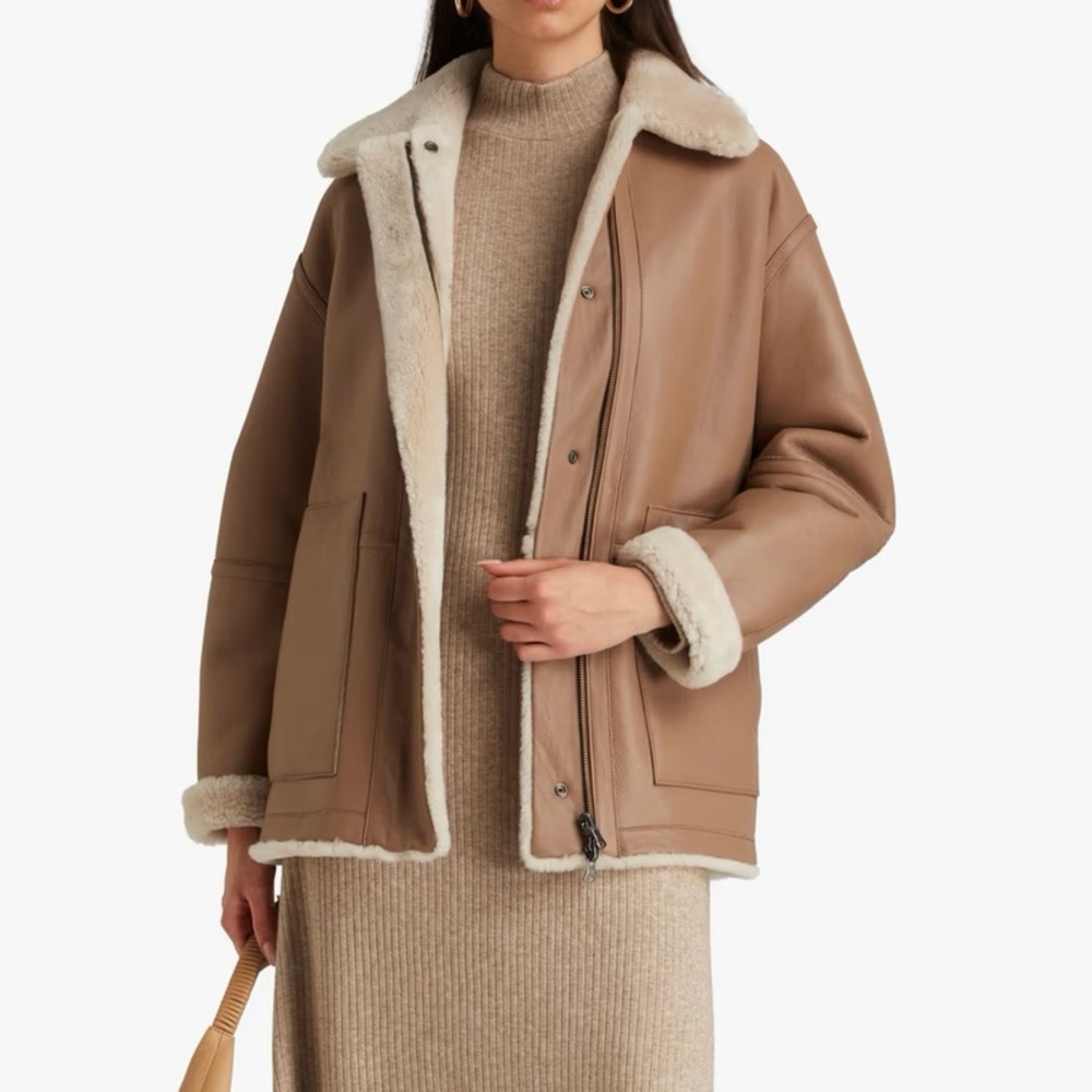 VINCE Reversible Leather and Shearling Jacket - Picture 2 of 11